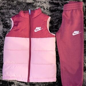 Nike Two-Tone Pink Puffer Vest with Rose Pink Sweatpants
